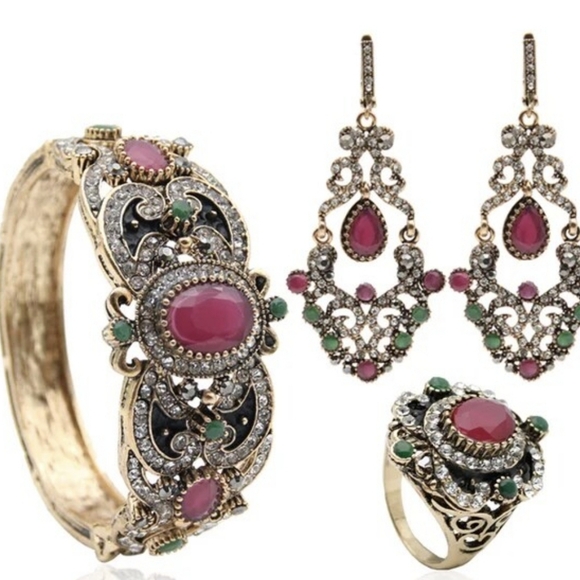 Turkish Vintage Style Jewelry Set for Women,NEW, Wedding,HandmadeGift - Picture 8 of 8